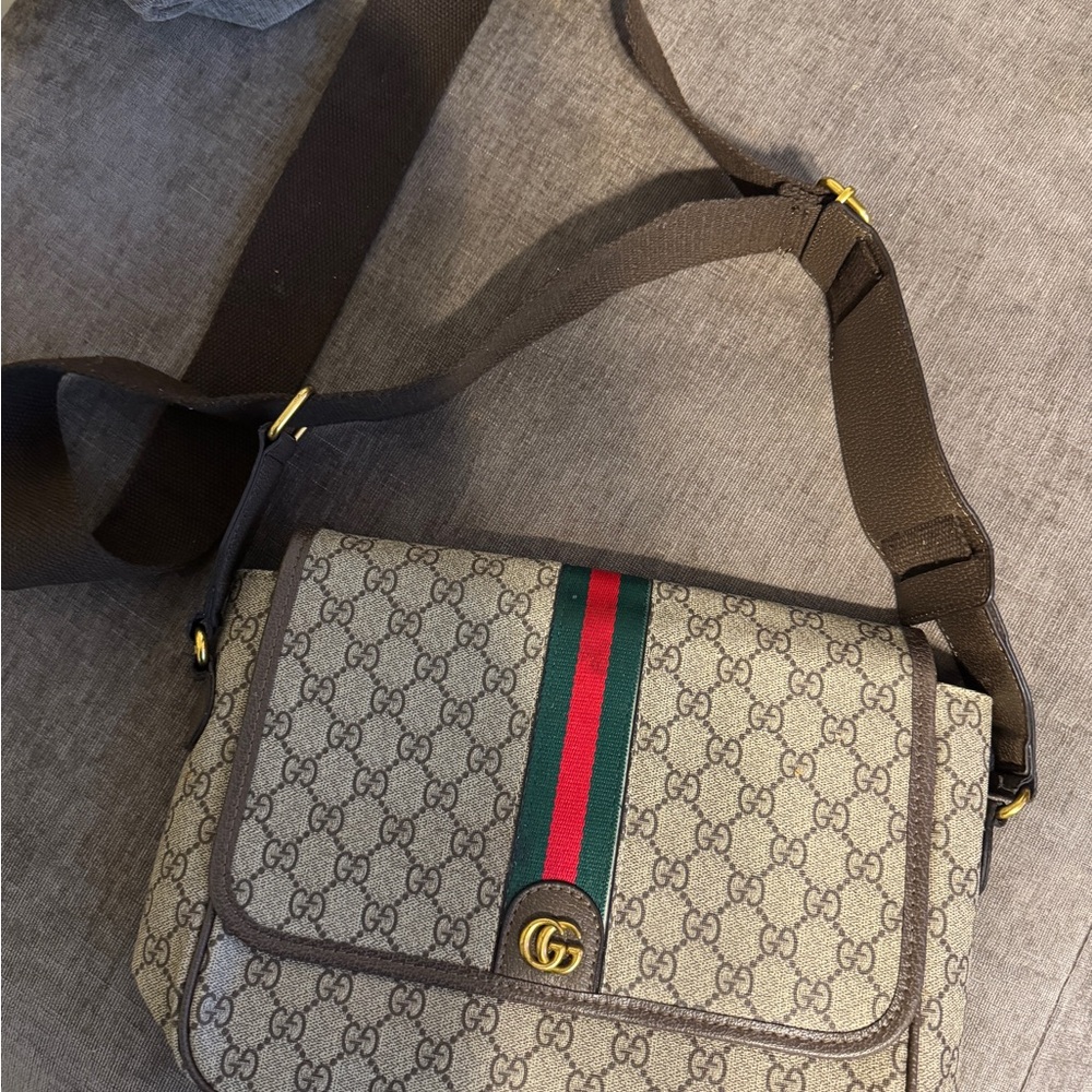 Gucci Beige and Brown GG Messenger Bag